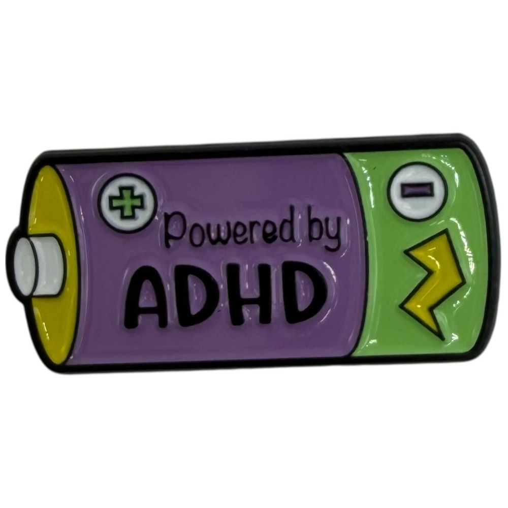 Powered by ADHD Battery Enamel Pin‎ Lapel Hat Bag